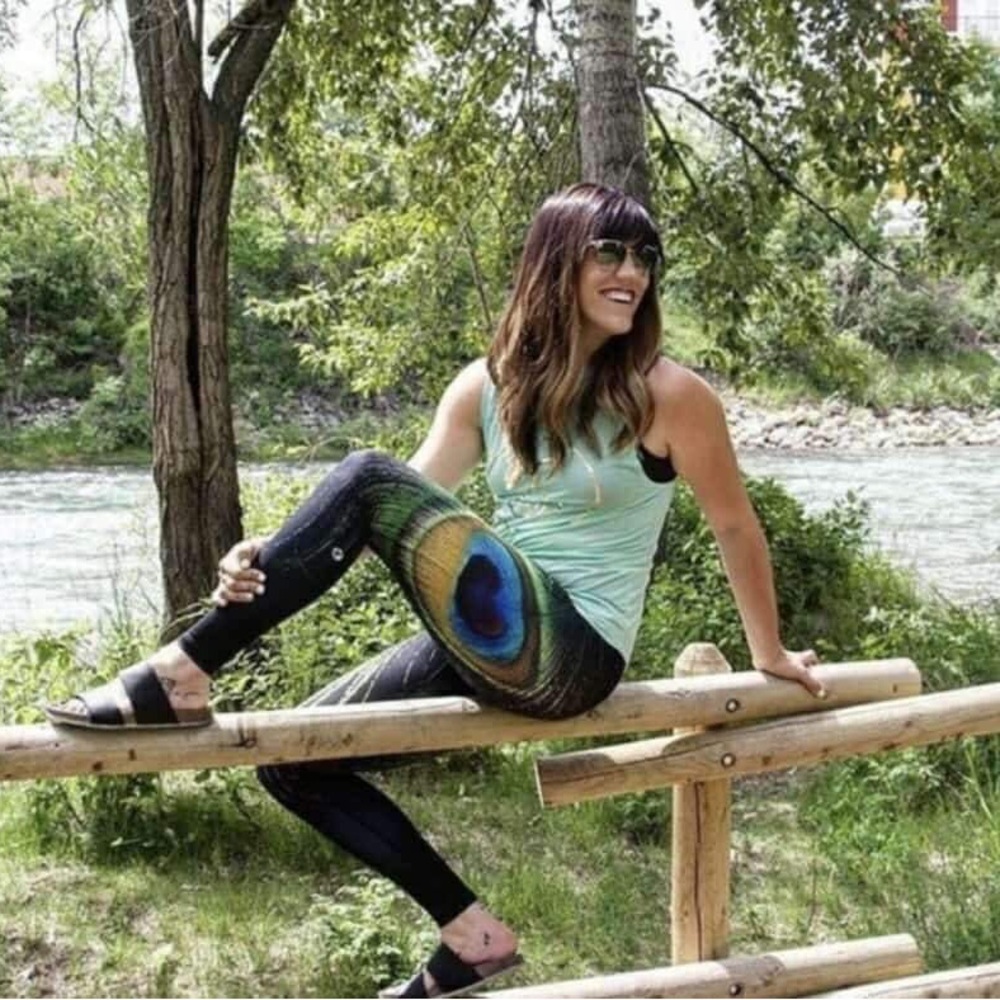 PRANA VIDA peacock print leggings